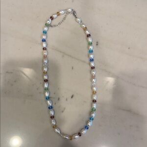 Multicolor Freshwater Pearl and Sterling Silver Beaded Necklace - Women Jewelry